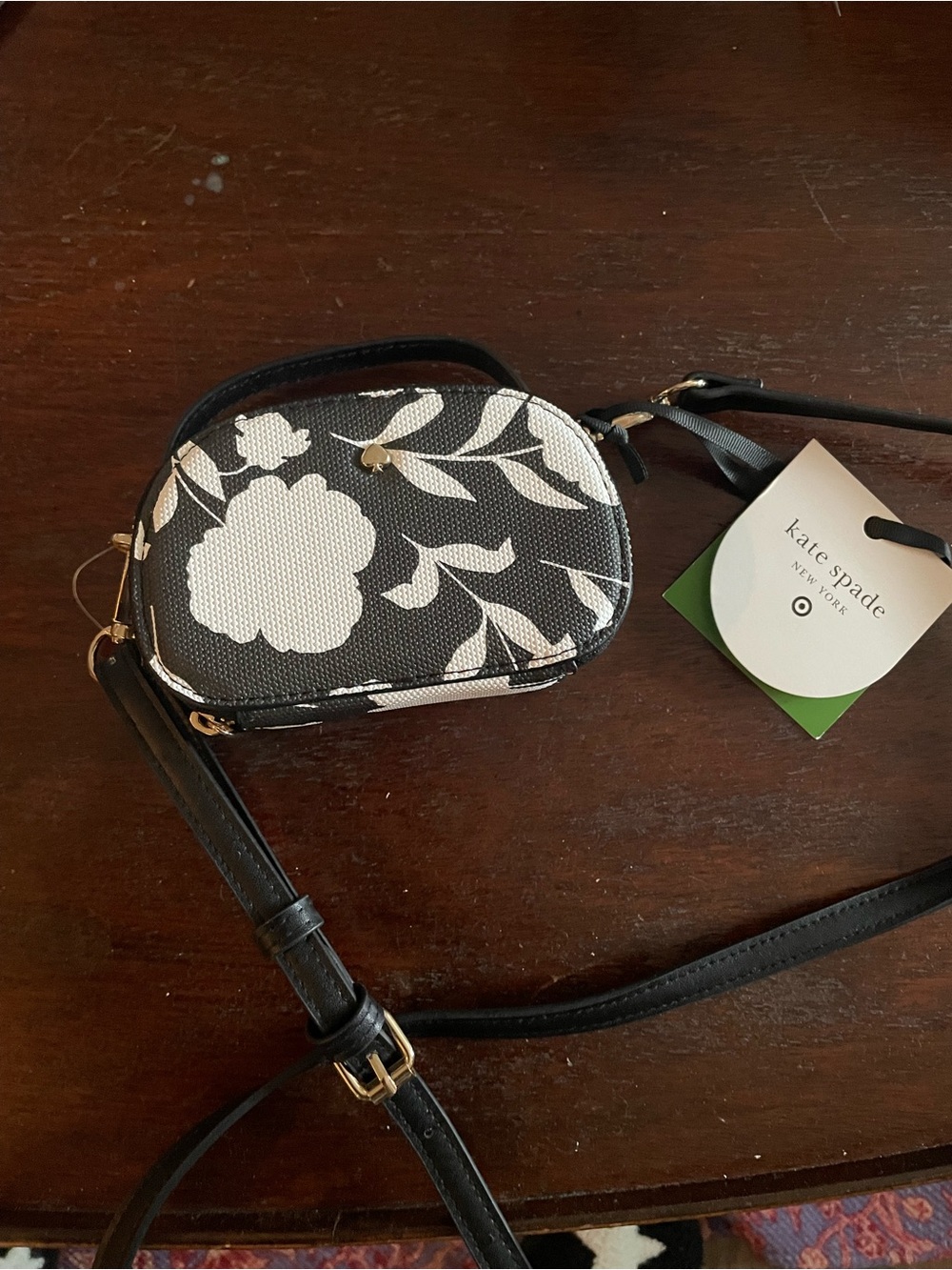 kate spade Black & White Floral Mini Crossbody